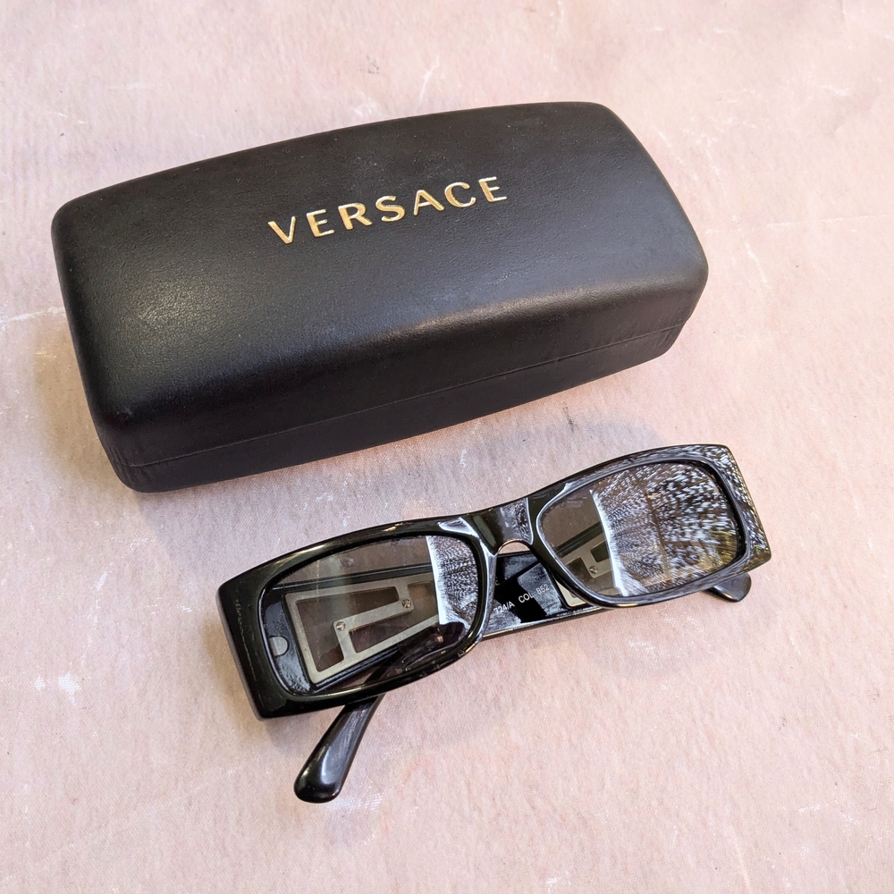 Versace Black Rectangular Sunglasses - image 1